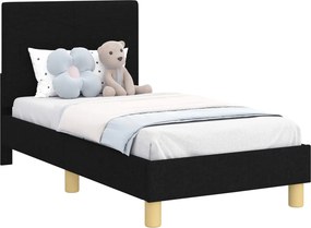 vidaXL Gyerekágy keret fejtámlával Fekete 70 x 140 cm szövet