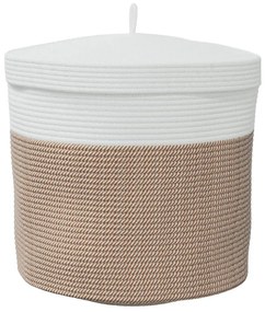 barna és fehér pamut tárolókosár fedéllel Ø40 x 35 cm