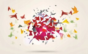 Flizelin fotótapéta Origami geometrikus madarak absztrakt 350x250 +ragasztó
