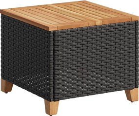 vidaXL fekete polyrattan és akácfa kerti asztal 45 x 45 x 37 cm