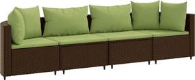 vidaXL 4 részes barna polyrattan kerti ülőgarnitúra párnákkal