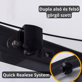 Stuxi Nizza Black 90x90 cm íves két tolóajtós zuhanykabin 6 mm vízlepergető biztonsági üveggel, fekete elemekkel, 190 cm magas