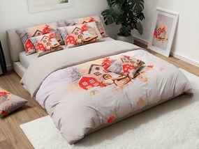 3D Pamut ágynemű SNOWMAN ON A SLEIGH szürke, 100% pamut Ágyneműhuzat mérete: 70 x 90 cm | 140 x 200 cm