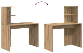 Asztal polcokkal kézműves tölgy 102 x 50 x 124 cm Faanyag