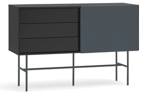 Fekete-antracitszürke alacsony komód tolóajtóval 140x91 cm Nube – Teulat