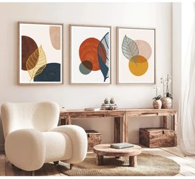 KÉSZLET 3x Kép képkeretben 50x70 cm színes