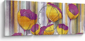 Kép - Virágok illusztrációja (órával) (90x30 cm)