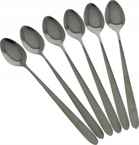 Fekete 6 Db-os Kávéskanál Szett Foltos Hosszú