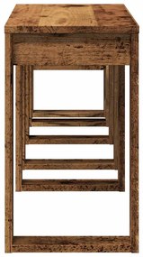 3 db antik fa színű szerelt fa egymásba tolható asztal