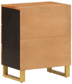 barna és fekete tömör mangófa éjjeliszekrény 50x33x60 cm