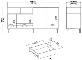 Atrei II komód, fekete / dió