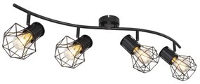 Globo 54017-4 Spotlámpa fém fekete rácsos búrával. HxSZxM:800x225x190, exkl. 4xE27 40W 230V