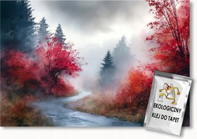 Fotótapéta Flizelina Tájkép Út Országút Fák Ősz Köd 200x140 ragasztó