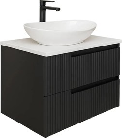 Piramida EURIDIKA fali fürdőszobabútor - mosdópult mosdó nélkül -2 fiókos - PINO FEKETE - 75 x 48 x 53 cm