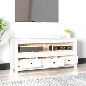 fehér tömör fenyőfa TV-szekrény 114x35x52 cm