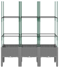 világosszürke PP rácsos kerti ültetőláda 120 x 40 x 142,5 cm