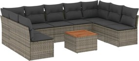 vidaXL 10 részes szürke polyrattan kerti ülőgarnitúra párnákkal