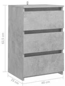 betonszürke szerelt fa éjjeliszekrény 40 x 35 x 62,5 cm