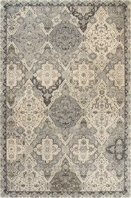 200x300 cm Díszes Gyapjú Szürke Moon Szőnyeg Rombusz Mintával Torino Ezüst