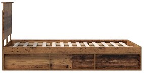 vidaXL Ágykeret fejtámlával Öreg fa 120 x 190 cm Tömör fenyőfa