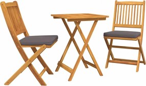 vidaXL Kert Bistro Készlet 3 pcs Barna Tömör Akácfa