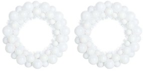 Karácsonyi labda koszorúk 2 pcs Fehér 33 x 33 x 7 cm