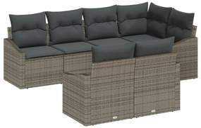 7 darabos Kert Étkező Szett párnákkal Szürke Poli Rattan