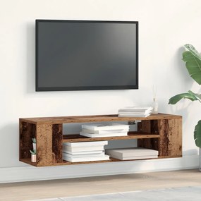Fali TV Szekrény Régi Fa 100x30x26,5 cm Feltárt Fa