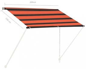 narancssárga és barna feltekerhető napellenző 200 x 150 cm