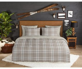 Világosbarna egyszemélyes hosszabbított flanel ágyneműhuzat 140x220 cm Bernardus – Good Morning