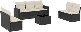 vidaXL 8 részes fekete polyrattan kerti ülőgarnitúra párnákkal