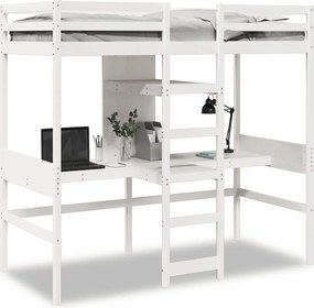 vidaXL fehér tömör fenyő galériaágy-keret matrac nélkül 75 x 190 cm
