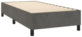 sötétszürke bársony rugós és LED-es ágy matraccal 90x200 cm