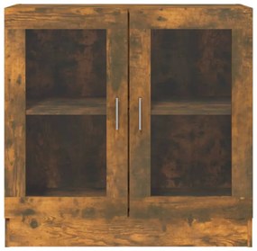 füstös tölgy színű szerelt fa vitrinszekrény 82,5x30,5x80 cm