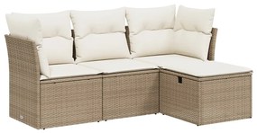 vidaXL 4 részes bézs polyrattan kerti ülőgarnitúra párnákkal