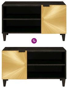 TV szekrény Fekete és Arany 80 x 33 x 46 cm tömör mangófa