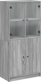 vidaXL szürke sonoma színű magasszekrény ajtókkal 68x37x142 cm