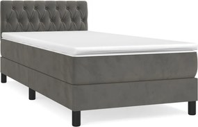 vidaXL sötétszürke bársony rugós ágy matraccal 100 x 200 cm