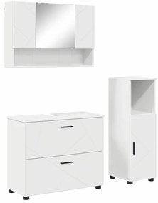 Fürdőszoba bútor szett 3 pcs Fehér 76.5 x 35 x 64 cm Faanyag