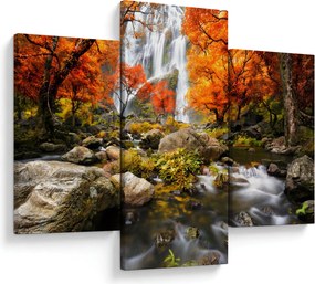 Kép - Vízesések őszi tájban, narancssárga (90x60 cm)