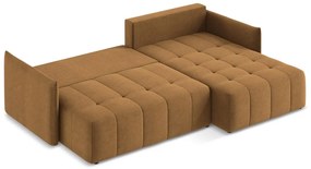 Terrakotta színű kinyitható-tárolóhelyes sarokkanapé (jobb oldali-heverő résszel) Moku – Makamii
