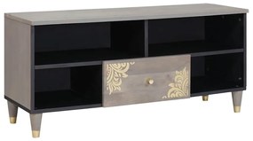 TV szekrény Szürke és Arany 100 x 33.5 x 46 cm Tömör mangófa