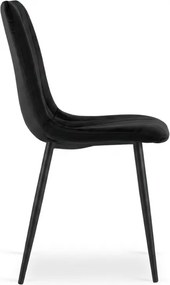 Fekete bársonyszék LAVA ONYX fekete lábakkal