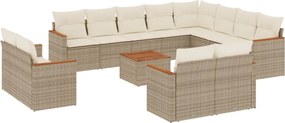 vidaXL 13 részes bézs polyrattan kerti ülőgarnitúra párnákkal