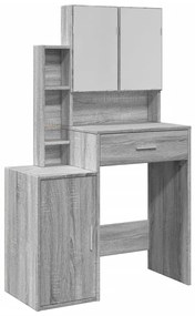 szürke sonoma színű fésülködőasztal szekrénnyel 80 x 35 x 132cm