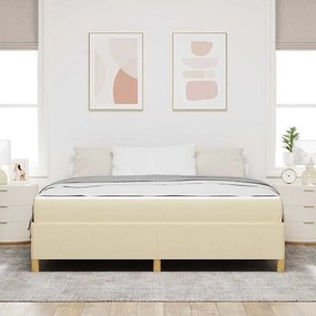 Boxrugós ágy Krém és Bézs és Fehér 180 x 200 cm szövet