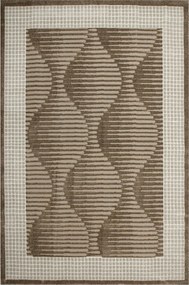 Nappali Szőnyeg Barna Bézs Hullámos Árnyékolt Gyapjú Teno 140x190 cm