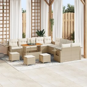 Kerti Kanapé Szett tárolóval 14 pcs Bézs Poli rattan