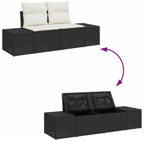 Kerti Kanapé Szett 7 pcs Fekete és krémszínű 289 x 154 x 85 cm