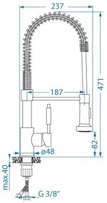 ALVEUS 1150886 - URBAN 47,1 cm mosogató csaptelep flexibilis zuhannyal